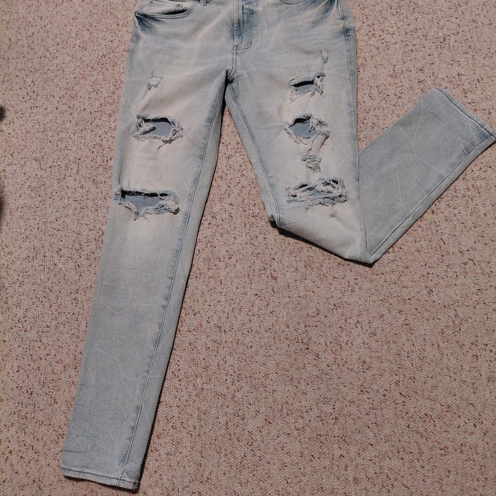 PacSun Light Blue Distressed Skinny Jeans - Picture 3 of 14